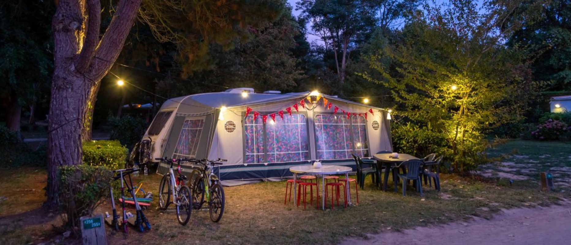 BYO caravan and awning night time shot