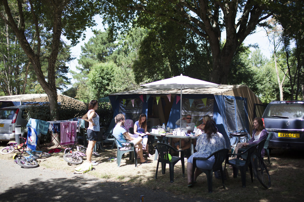 Tent exterior very busy