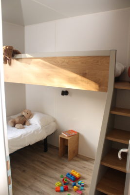 Pinewood Twin room with mezz bed and steps PORTRAIT